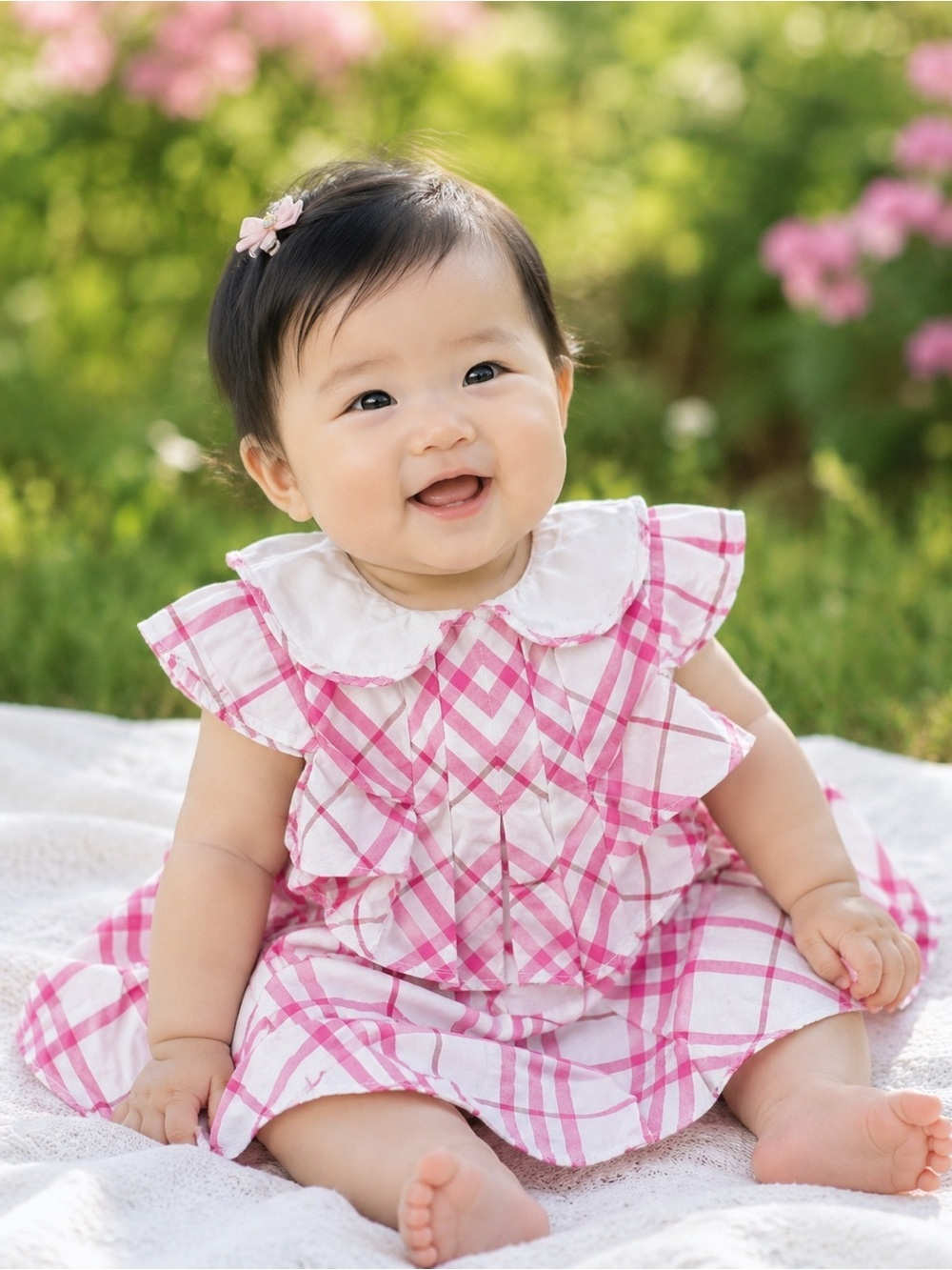 Burberry Baby kid Dress ruffles 6/9 months Burberry pink short sleeves